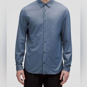 Lululemon Live In Practice Men's Button Down Shirt Long Sleeve In Blue Sz L EUC